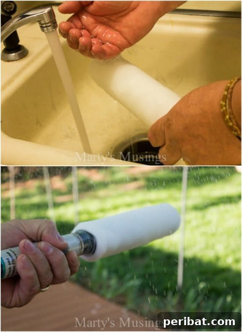 Prepping Paint Rollers with Warm Water for Optimal Paint Absorption