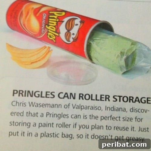 Creative Storage for Paint Rollers in Pringles Cans