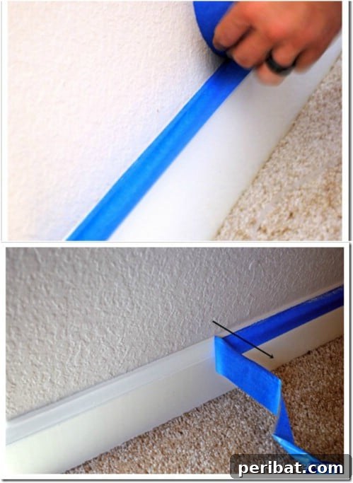 Achieving Perfect Paint Lines by Removing Tape at an Angle