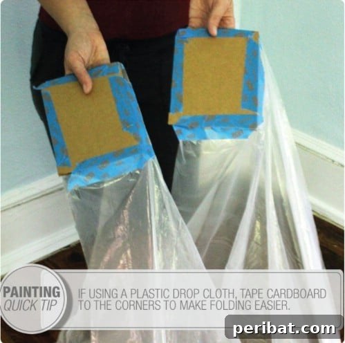 DIY Hack for Solid Drop Cloth Corners to Protect Floors