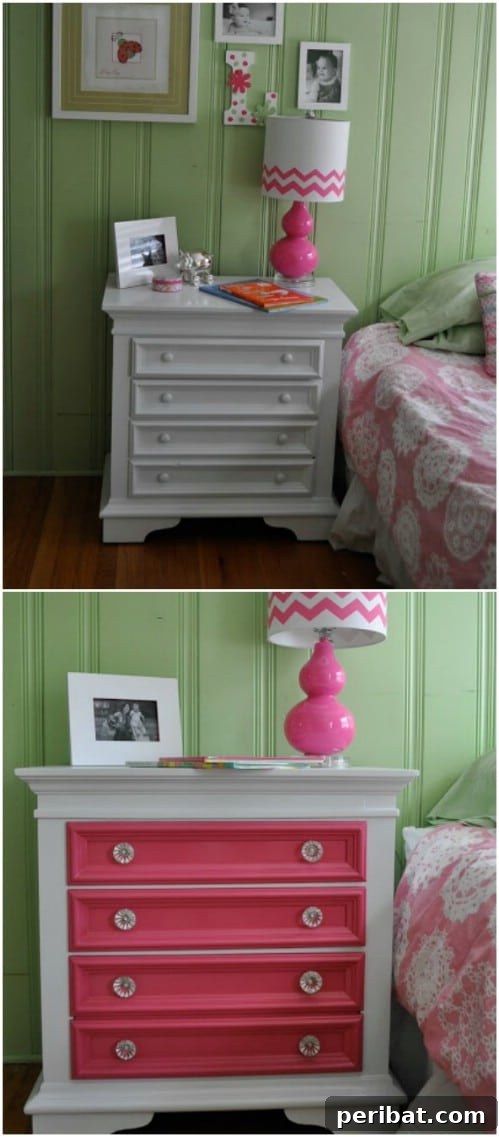 25 Stunning Painted Furniture Transformations 11 Chest of drawers with vibrant pink painted drawers
