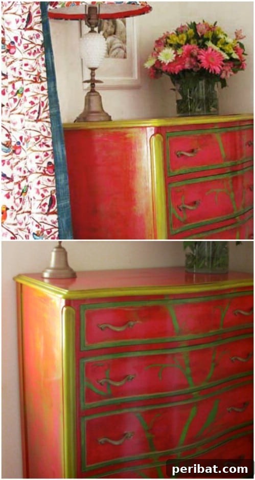 25 Stunning Painted Furniture Transformations 17 Dresser with artistically blended paint colors showing brush strokes