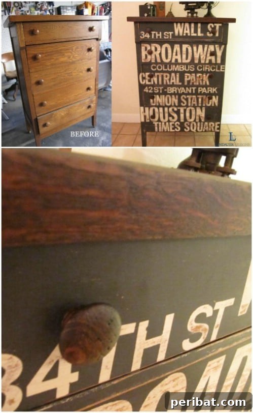 25 Stunning Painted Furniture Transformations 18 Chest of drawers painted to resemble a NYC subway sign