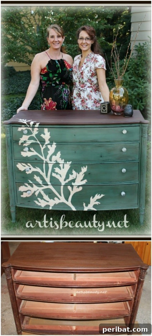 25 Stunning Painted Furniture Transformations 19 Simple elegant branch design on distressed furniture