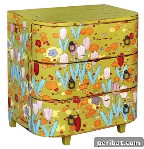 25 Stunning Painted Furniture Transformations 26 Dresser with bright colors and whimsical flower patterns