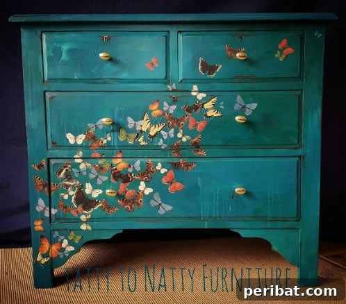25 Stunning Painted Furniture Transformations 28 Dresser with vivid, realistic butterfly designs