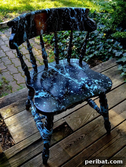 25 Stunning Painted Furniture Transformations 4 Splatter paint accent chair for an artsy look