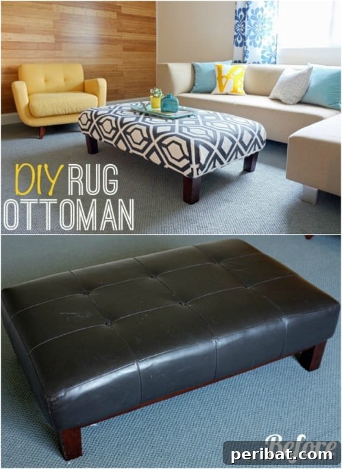20 Mind-Blowing Carpet Transformations 3 DIY Upcycled Rug Ottoman