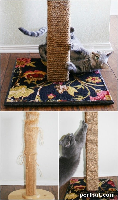 20 Mind-Blowing Carpet Transformations 5 DIY Upcycled Carpet Scratching Post
