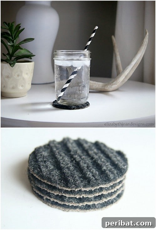 20 Mind-Blowing Carpet Transformations 6 Upcycled Carpet Drink Coasters
