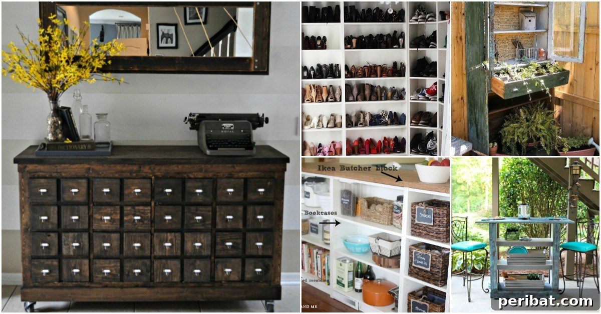 30 Ingenious Bookcase Upcycle Projects 2 An inspiring collection of upcycled bookcase projects arranged creatively.