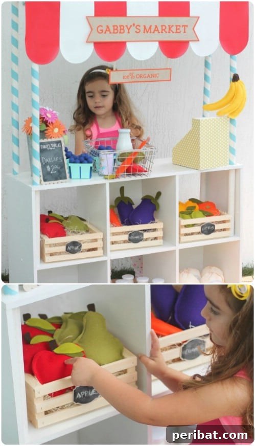 30 Ingenious Bookcase Upcycle Projects 19 DIY Pretend Market from an old bookcase.