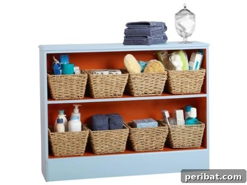 30 Ingenious Bookcase Upcycle Projects 31 Repurposed Bookcase Bathroom Storage for towels and essentials.