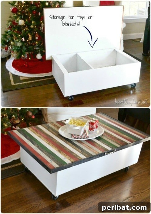30 Ingenious Bookcase Upcycle Projects 5 Upcycled Bookcase Coffee Table with a yardstick top.