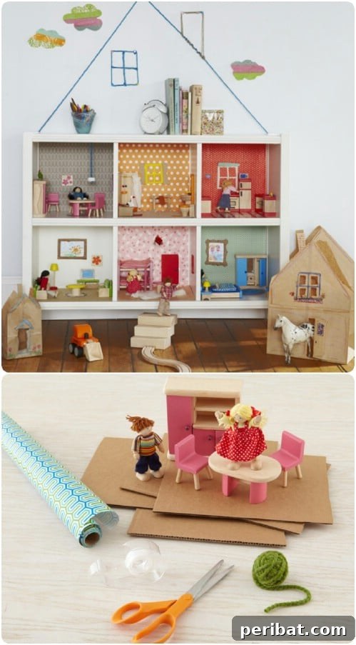 30 Ingenious Bookcase Upcycle Projects 8 Adorable Recycled Bookcase Dollhouse for imaginative play.