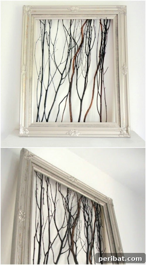 Rustic Looking Framed Twig Art