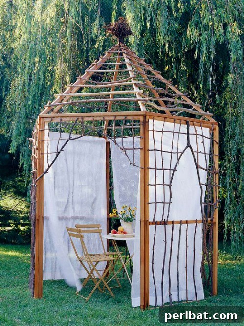 DIY Stick And Twig Pergola