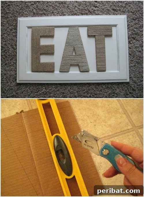 Crafting Rustic Style: Twine Decor for Indoors and Outdoors 21 DIY rustic sign with cardboard letters covered in twine