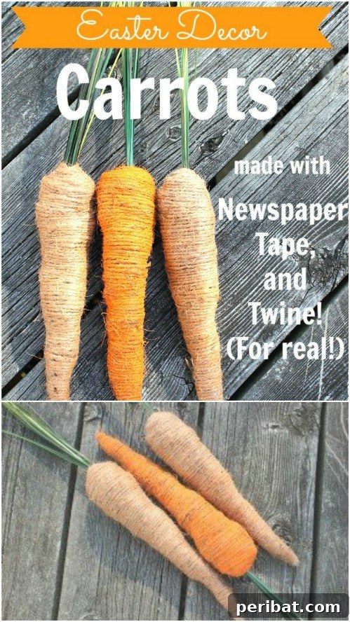 Crafting Rustic Style: Twine Decor for Indoors and Outdoors 28 DIY decorative Easter carrots made from newspaper and orange twine