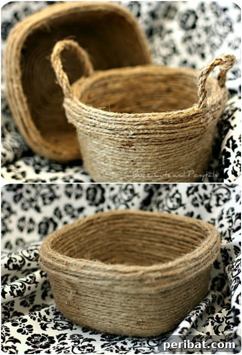 Crafting Rustic Style: Twine Decor for Indoors and Outdoors 31 Dollar Store food storage containers transformed with twine wrapping