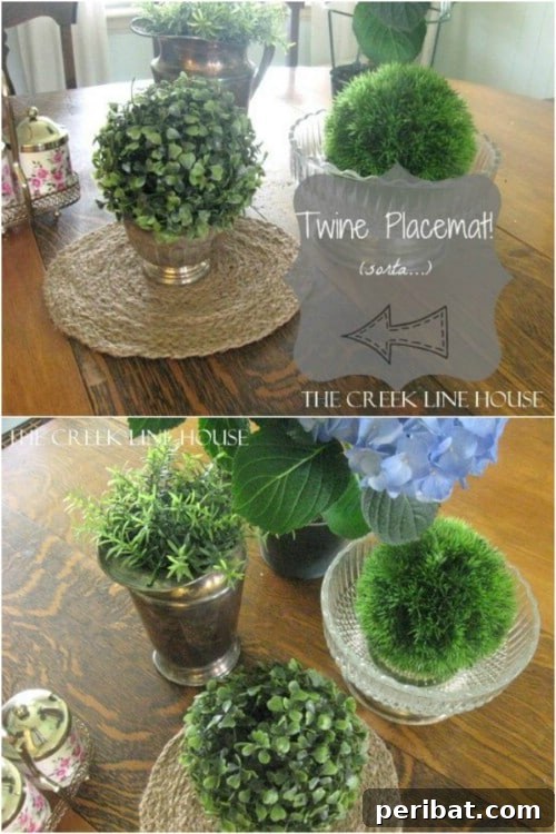 Crafting Rustic Style: Twine Decor for Indoors and Outdoors 7 Elegant DIY braided twine placemat showcasing intricate craftsmanship