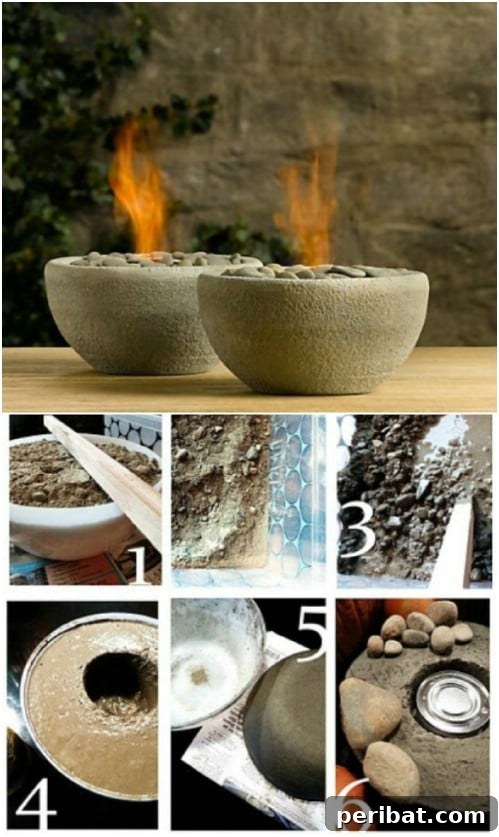 40 Concrete Wonders: Ingenious Projects to Build Today 11 Tabletop DIY concrete fire bowls for cozy outdoor ambiance