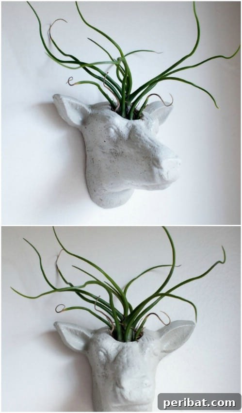 40 Concrete Wonders: Ingenious Projects to Build Today 14 Stylish concrete deer head wall planter for succulents or greenery