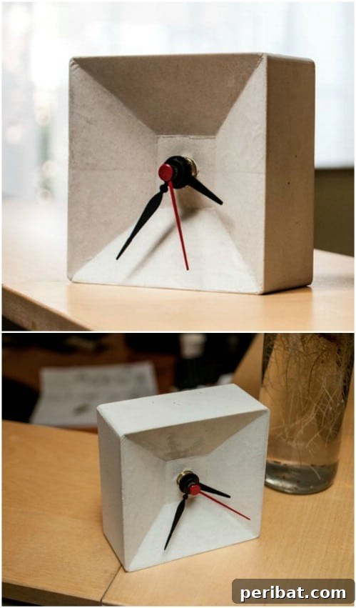 40 Concrete Wonders: Ingenious Projects to Build Today 15 Modern DIY concrete box clock for desk or bedside table
