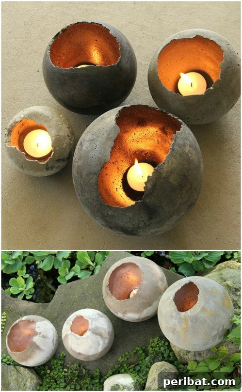 40 Concrete Wonders: Ingenious Projects to Build Today 21 Ambiance-enhancing hand-blown concrete garden bowls for tealights