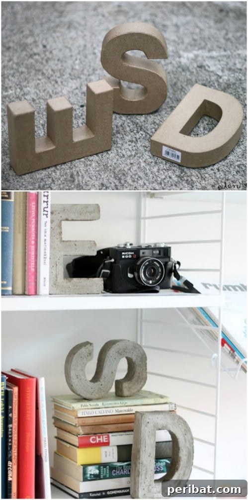 40 Concrete Wonders: Ingenious Projects to Build Today 29 Personalized DIY concrete monogram bookends for a stylish library