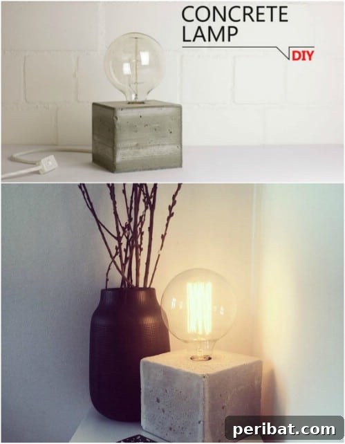 40 Concrete Wonders: Ingenious Projects to Build Today 4 Unique DIY concrete bedside lamp with a modern industrial look