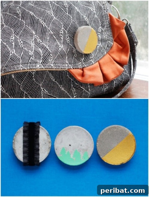 40 Concrete Wonders: Ingenious Projects to Build Today 31 Handmade DIY concrete brooches, perfect as personalized gifts