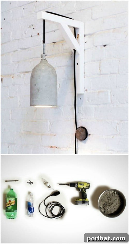 40 Concrete Wonders: Ingenious Projects to Build Today 34 Creative upcycled concrete pendant lamp made from plastic bottles