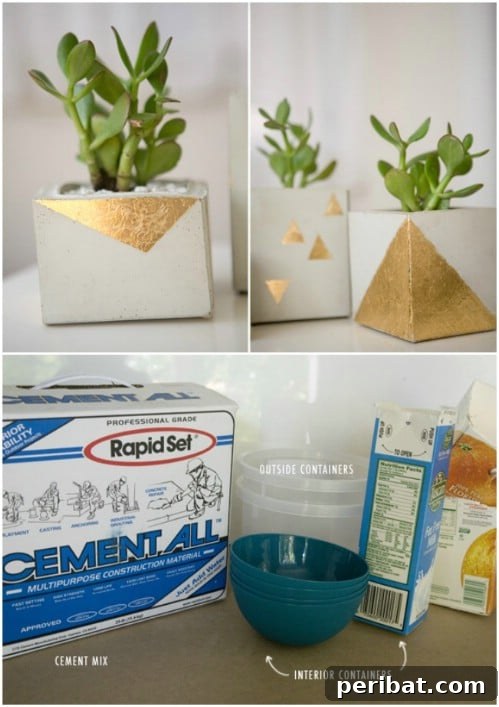 40 Concrete Wonders: Ingenious Projects to Build Today 37 Elegant gold leaf cement pots for plants or centerpieces