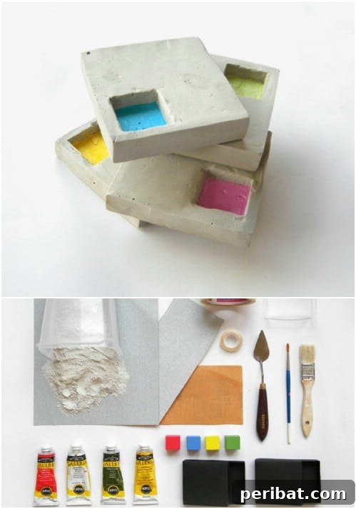 40 Concrete Wonders: Ingenious Projects to Build Today 8 Geometric DIY concrete coasters, easily customizable