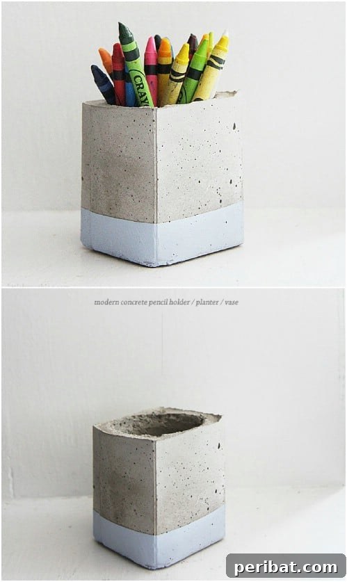 40 Concrete Wonders: Ingenious Projects to Build Today 10 Versatile DIY concrete organizer for crayons, pencils, or plants