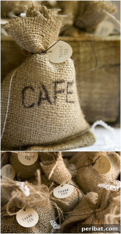 Clever Handmade Wedding Favors Your Guests Will Keep 15 DIY Burlap Coffee or Tea Bag Wedding Favors