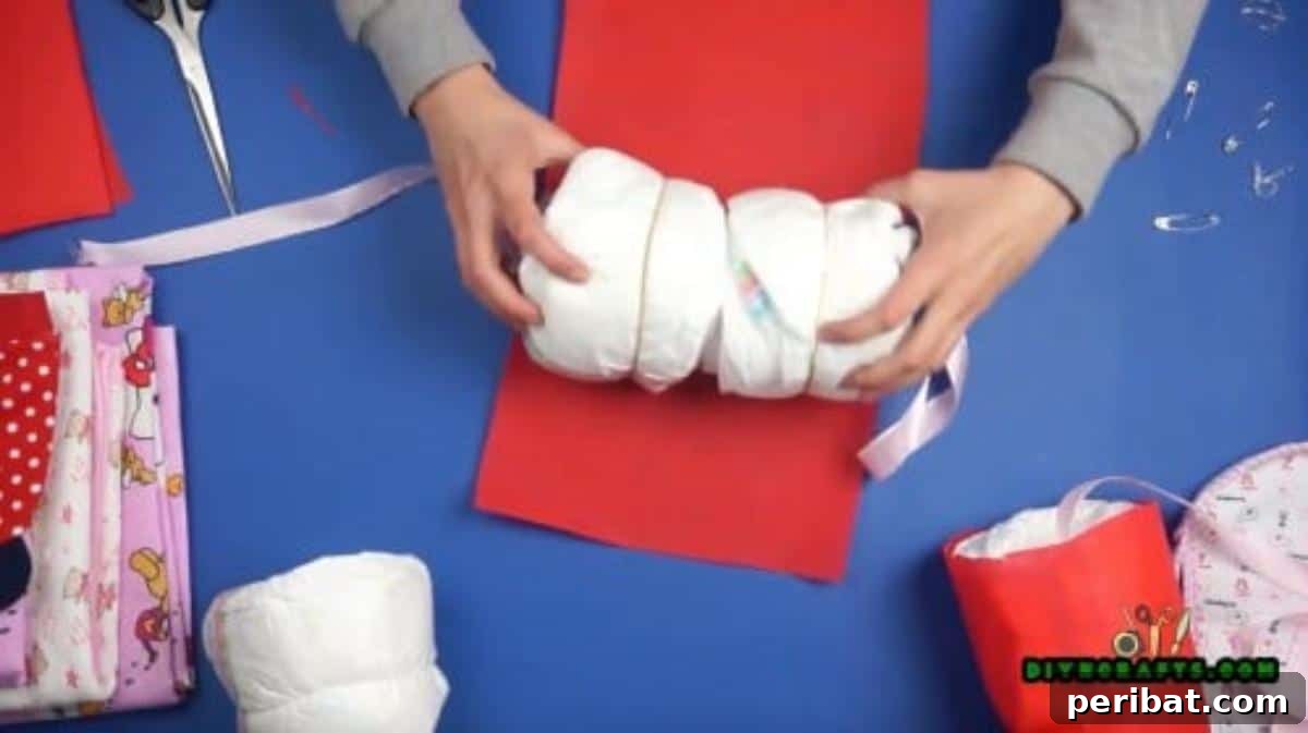 Do this 2 more times for a total of 3 double-wheels.