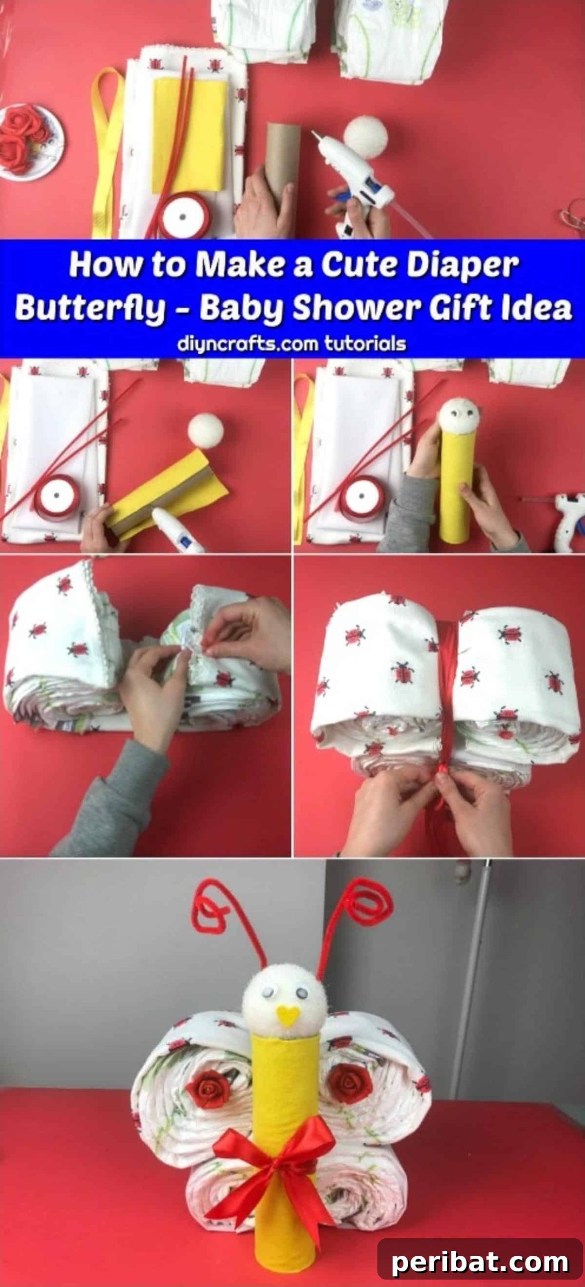 DIY Diaper Butterfly Baby Shower Gift 2 How to Make a Cute Diaper Butterfly - Baby Shower Gift Idea