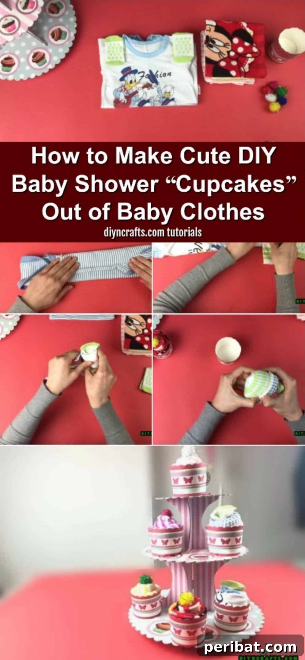 Craft Adorable Baby Clothes Cupcakes for Baby Showers 2 How to Make Cute DIY Baby Shower “Cupcakes” Out of Baby Clothes - A creative and adorable handmade gift idea.