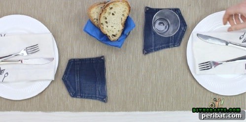 Completed denim coasters