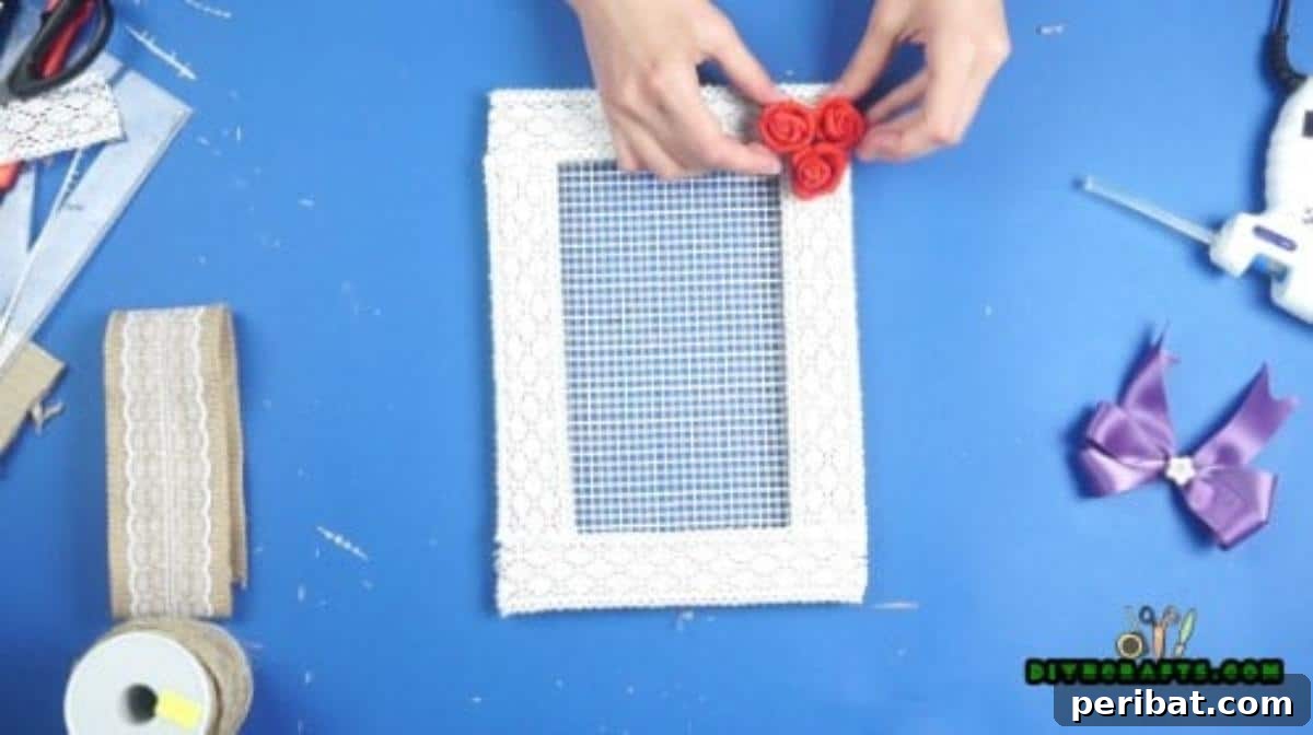 Craft Your Own Stylish Hanging Jewelry Organizer 14 Gluing twine for hanging loop on jewelry organizer, Step 4