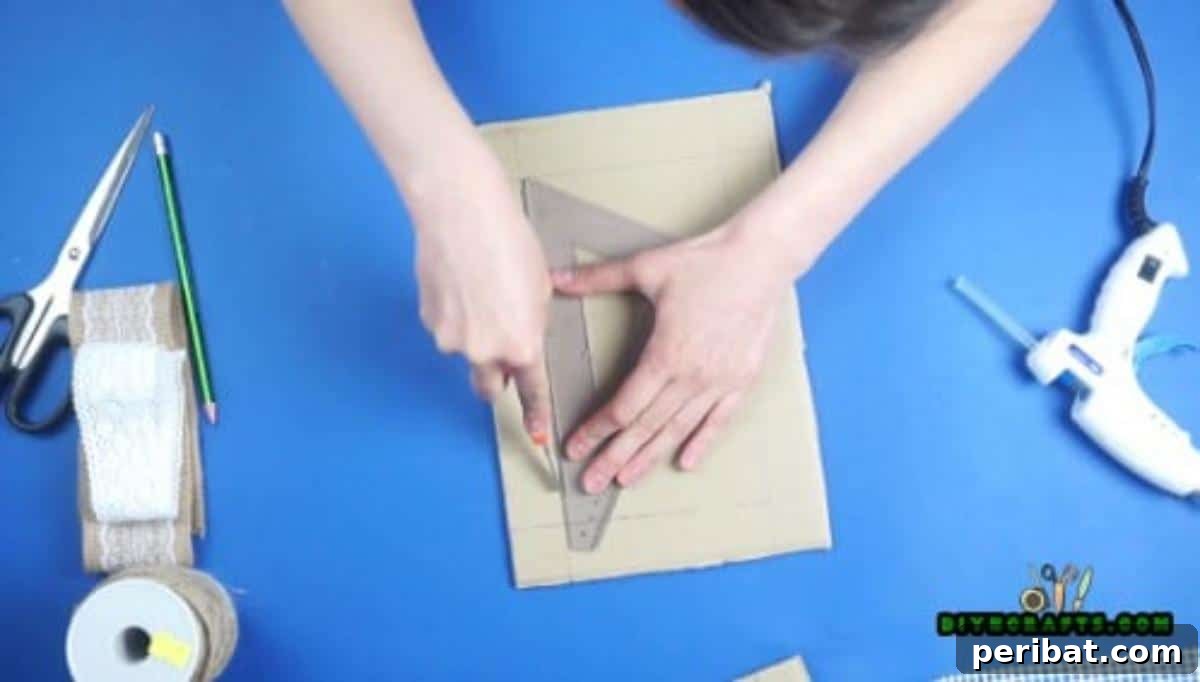 Craft Your Own Stylish Hanging Jewelry Organizer 6 Ensuring precise angles for cardboard frames, Step 1