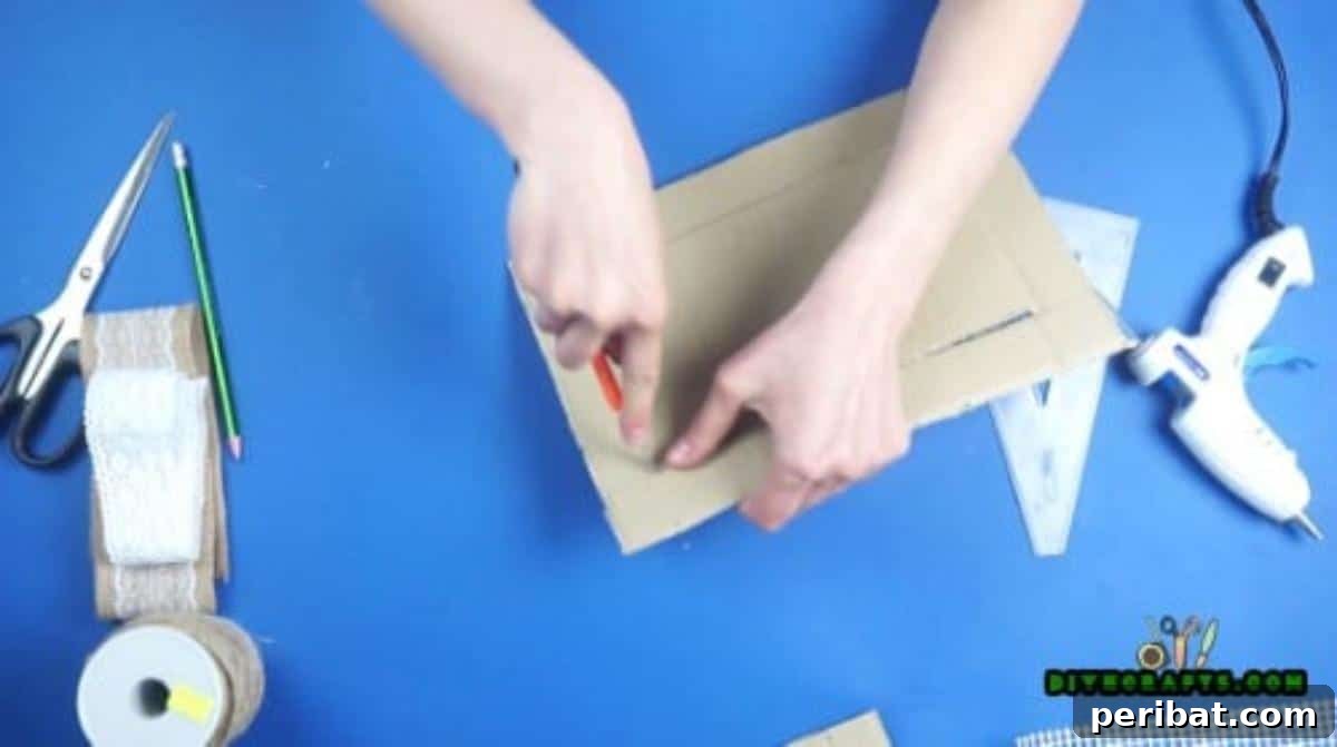 Craft Your Own Stylish Hanging Jewelry Organizer 7 Outer frame section cut from cardboard, Step 1