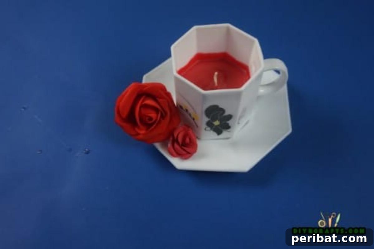 Personalized Teacup Candles Effortlessly Made 8 Finished personalized teacup candle with hardened wax
