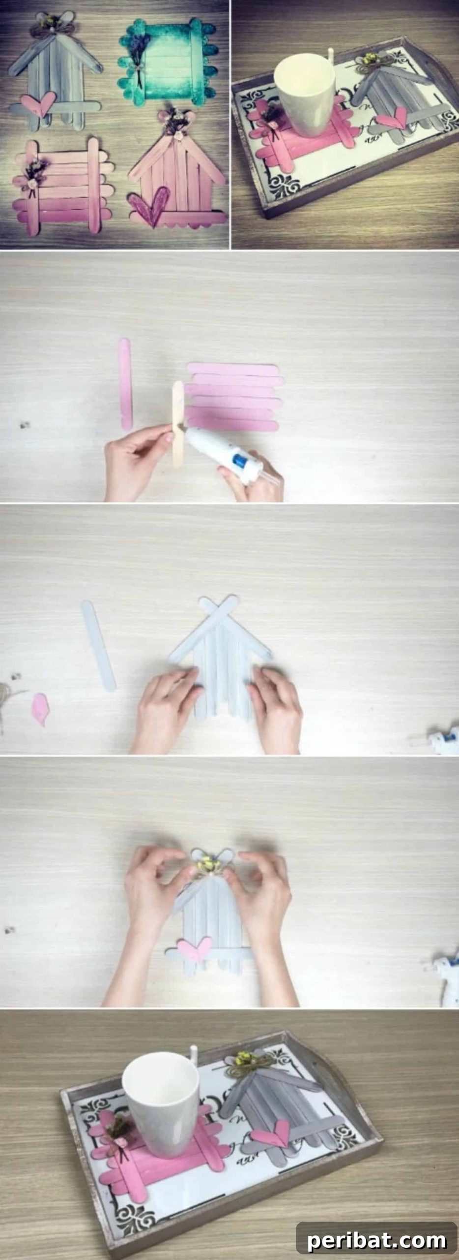 Transform Popsicle Sticks into Adorable Coasters 2 How to Make These Cute DIY Coasters Out of Popsicle Sticks - Finished Coasters