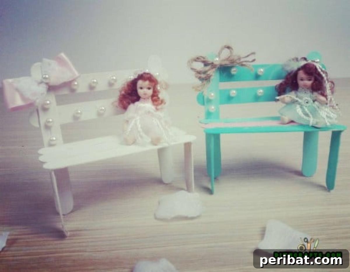 Finished Doll Benches from Popsicles