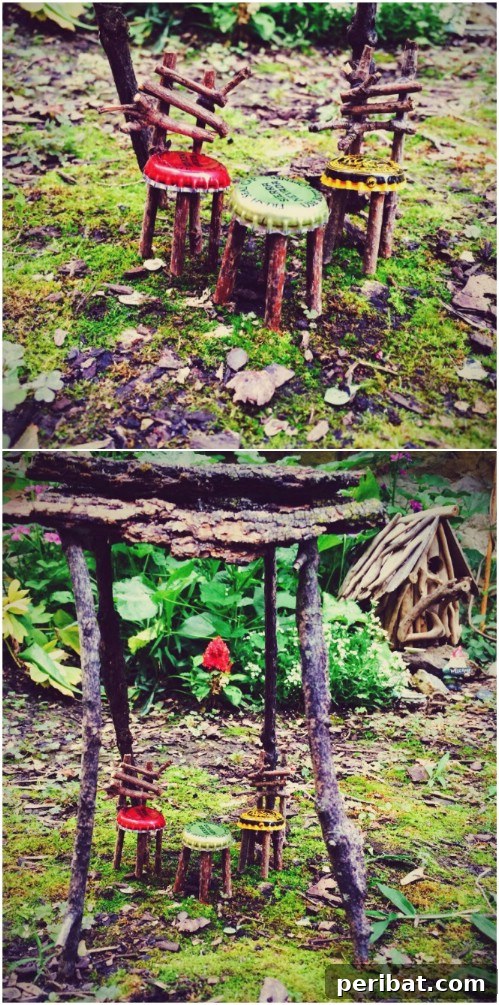 Tiny Treasures: DIY Decor for Whimsical Fairy Gardens 7 DIY Bottle Cap Stools