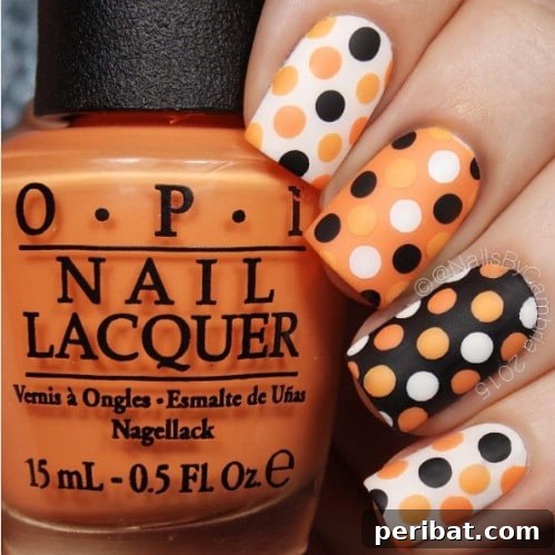 Cute DIY Dotted Halloween Nails