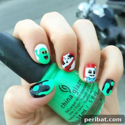 DIY Ghostbuster Nails